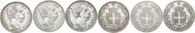 Regno di Italia. Umberto I (1878-1900). Lotto di 3 monete da 2 lire 1881, 1882 e 1883. AG. qBB:BB+.