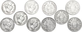 Regno di Italia. Umberto I (1878-1900). Lotto di 5 monete da 1 lira: 1884, 1886, 1887, 1899 e 1900. AG. qBB.