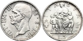 Regno di Italia. Vittorio Emanuele III (1900-1943). 5 lire 1936. Pag. 719. Mont. 133. AG. mm. 23.00 SPL.