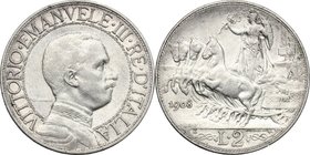 Regno di Italia. Vittorio Emanuele III (1900-1943). 2 lire 1908. Pag. 732. Mont. 147. AG. mm. 27.00 BB.