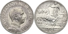 Regno di Italia. Vittorio Emanuele III (1900-1943). 2 lire 1910. Pag. 733. Mont. 148. AG. mm. 27.00 R. BB+.