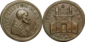 Pio IV (1559-1565), Gian Angelo de' Medici. Medaglia per la costruzione di Porta Pia, edificata tra il 1561 e il 1564, su progetto di Michelangelo. D/...