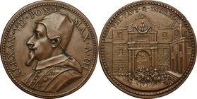 Alessandro VII (1655-1667), Fabio Chigi. Medaglia A. III. D/ ALEXAN VII PONT MAX A III. Busto a destra con camauro, mozzetta e stola. R/ FEL FAVS Q IN...