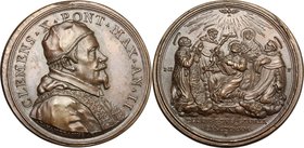 Clemente X (1670-1676), Emilio Bonaventura Altieri. Medaglia A. II. D/ CLEMENS X PONT MAX AN II. Busto del Pontefice a destra con camauro, mozzetta e ...
