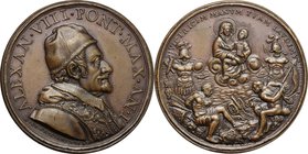 Alessandro VIII (1689-1691), Pietro Ottoboni. Medaglia A. I. per le vittorie dei veneziani in Morea, sotto il patrocinio della Beata Vergine. D/ ALEXA...