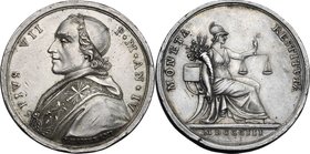 Pio VII (1800-1823), Barnaba Chiaramonti. Medaglia annuale, A. IV. D/ PIVS VII PM AN IV. Busto a sinistra con berrettino, mozzetta e stola; sotto, J. ...