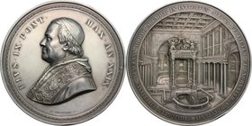 Pio IX (1846-1878), Giovanni Mastai Ferretti. Medaglia di massimo modulo, A. XXIX, 1874. D/ PIVS IX PONT MAX ANXXIX. Busto a sinistra con berrettino, ...