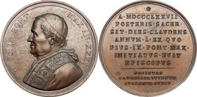 Pio IX (1846-1878), Giovanni Mastai Ferretti. Medaglia A: XXXI. D/ PIVS IX PONT MAX AN XXXI. Busto a sinistra con berrettino, mozzetta e stola. R/ Isc...