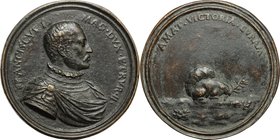 Firenze. Francesco I de' Medici (1541 - 1587). Medaglia s.d. D/ FRANCISCVS I MAG DVX ETRVR II. Busto corazzato a destra con mantello drappeggiato. R/ ...