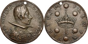 Firenze. Ferdinando II de' Medici (1621-1670). Medaglia coniata. D/ FERDINANDVS II MAG DVX ETRVR. Busto a destra con gorgiera. R/ VIRTVTIS PREMIA. Sce...