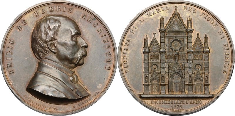 Firenze. Emilio de Fabris (1807-1883), architetto. Medaglia 1876, per l'inizio d...