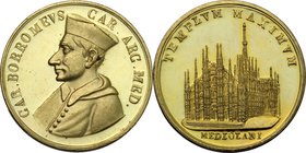 Milano. Carlo Borromeo (1538-1584), Cardinale ed Arcivescovo di Milano. Medaglia. D/ CAR BORROMEVS CAR ARG MED. BUsto a sinistra. R/ TEMPLVM MAXIMVM. ...