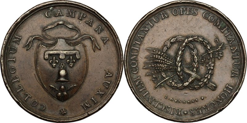 Osimo. Collegio Campana. Medaglia, c. 1825-30. D/ COLLEGIUM CAMPANA AUXIM. Stemm...