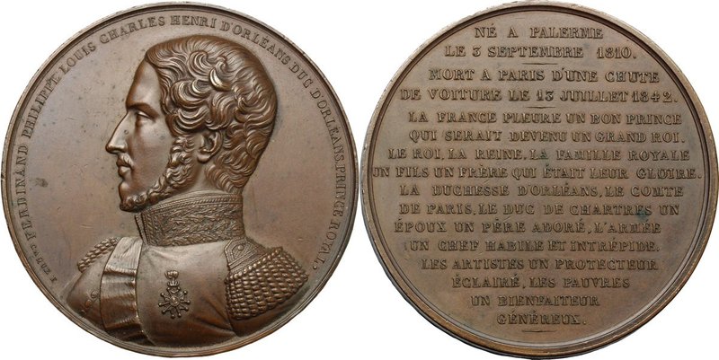 Roma. Ferdinando Filippo d'Orléans (1810-1842). Medaglia 1842. D/ FERDINAND PHIL...