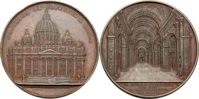 Roma. Medaglia 1857, dalla serie realizzata da Jacob Wiener che celebra le grandi cattedrali europee. D/ BASILICA DI S PIETRO A ROMA. La facciata prin...