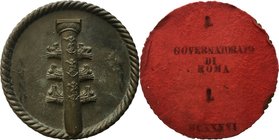 Roma. Governatorato di Roma. Grande placca in bronzo con bordo a cordone. A. XIV, 1936. D/ ANNO XIV (a inchiostro). Colonna rostrata. R/ Ricoperto di ...