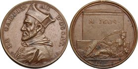 France. Arnaud d'Ossat (1537- 1604), cardinale. Medaglia per la morte. D/ LE CARDINAL DOSSAT. Busto a sinistra. R/ Figura femminile elmata, semisdraia...