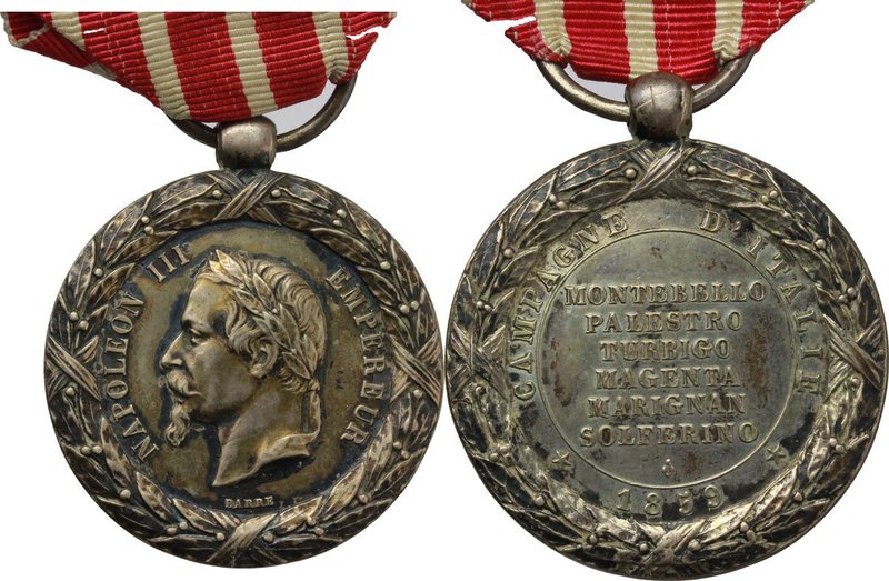 France. Napoleone III (1852- 1870). Medaglia con nastrino 1859 per le campagne d...
