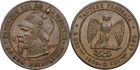 France. Napoleone III (1852- 1870). Gettone satirico 1870 per la battaglia di Sedan. D/ NAPOLEON III LE MISERABLE - 80000 PRISONNIERS. Testa a sinistr...