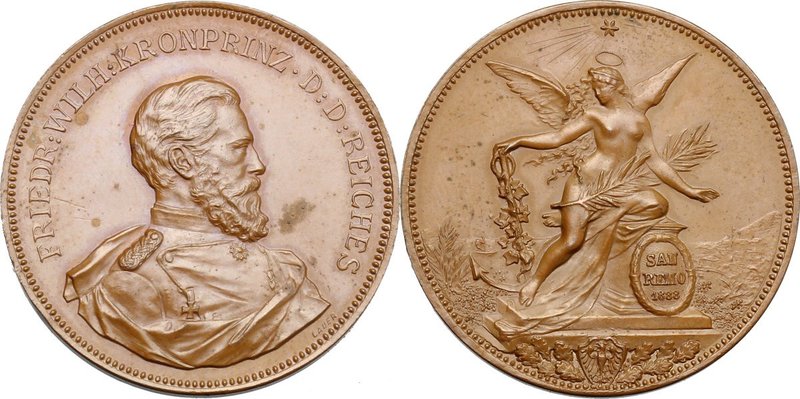 Germany. Federico III (1831-1888). Medaglia 1888 per il soggiorno del Principe e...