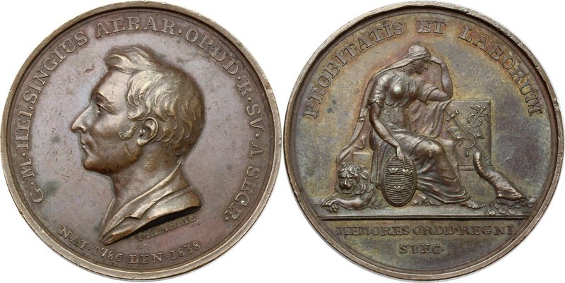 Sweden. Georg Magnus Helsingius (1786-1838). Medaglia 1838. D/ G M HELSINGIUS AE...