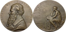 Switzerland. Ernst Stuckelberg (1831-1903), pittore. Medaglia 1901 per il 70° compleanno. D/ ERNST STVCKELBERG MALER. AETATIS/ SVAE/ LXX. Busto a sini...