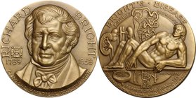 Richard Bright (1789-1858), medico inglese. Medaglia 1971. Emessa dalla Medallic Art co. di New York. AE. mm. 44.50 Inc. Abram Belskie. FDC. Richard B...