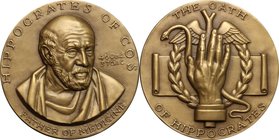 Ippocrate (460 a.C. - 370 a.C.), medico e geografo. Medaglia 1964. Emessa dalla Medallic Art co. di New York. AE. mm. 44.50 Inc. Abram Belskie. FDC. R...
