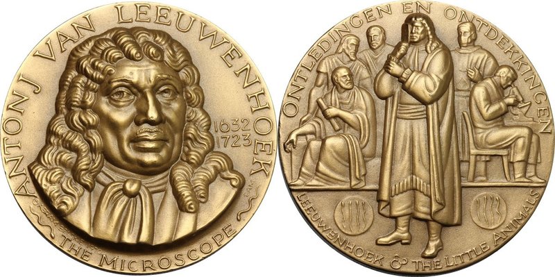 Netherlands. Antoni van Leeuwenhoek (1632 - 1723), ottico olandese. Medaglia 197...