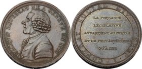 France. Louis XVI (1774-1793). Medal (1791). Julius 188. AE. g. 24.60 mm. 35.00 Inc. Dumarest. This medal belongs to an issue concerning french patrio...