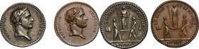 France. Napoleon I (1805-1814), Emperor. Lot of two medals or tokens AN XIII (1804). Bramsen 330. AR and AE. Inc. Jeuffroy. EF.