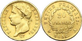 France. Napoleon I (1805-1814), Emperor. 20 Francs 1812, Paris mint. Fr. 511. AV. g. 6.44 mm. 21.00 VF.