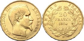 France. Napoleon III (1852- 1870). 20 francs 1854 A. Fr. 573. AV. mm. 21.00 About EF/EF.