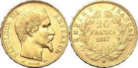 France. Napoleon III (1852- 1870). 20 francs 1857 A. Fr. 573. AV. mm. 21.00 EF.