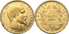 France. Napoleon III (1852- 1870). 20 francs 1859 A. Fr. 573. AV. mm. 21.00 EF/About FDC.