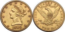 USA. 10 Dollars 1906 S (San Francisco). Fr. 160. AV. g. 16.71 mm. 27.00 VF.