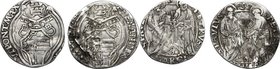 Monete e medaglie di zecche italiane. Ancona. Alessandro VI (1492-1503). Lotto di due grossi; uno per Ancona e uno per Roma. AG. MB+.