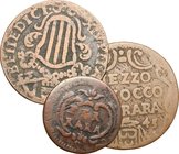 Monete e medaglie di zecche italiane. Ferrara. Benedetto XIV (1740-1758). Lotto di 3 monete: mezzo baiocco 1745 (2) e quattrino. AE.