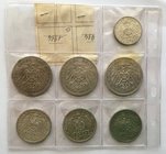 Monete e medaglie del mondo. Germania. Lotto di 7 monete da 2 marchi (1), 3 marchi (3) e 5 marchi (3). AG.