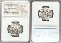 MACEDONIAN KINGDOM. Alexander III the Great (336-323 BC). AR tetradrachm (25mm, 3h). NGC Choice XF. Lifetime or early posthumous issue of Tyre, by Lao...