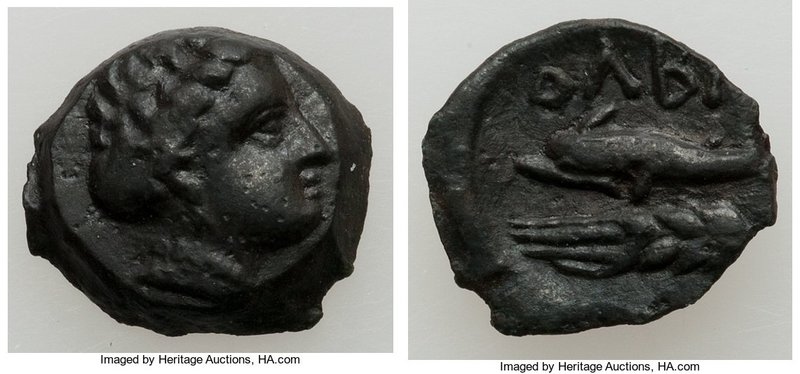 SCYTHIA. Olbia. Ca. 325-320 BC. AE (15mm, 2.48 gm, 12h). XF. Laureate head of Ap...
