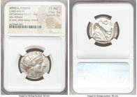 ATTICA. Athens. Ca. 440-404 BC. AR tetradrachm (26mm, 17.18 gm, 3h). NGC Choice AU 5/5 - 5/5. Mid-mass coinage issue. Head of Athena right, wearing cr...