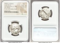 ATTICA. Athens. Ca. 440-404 BC. AR tetradrachm (23mm, 17.18 gm, 4h). NGC AU 4/5 - 4/5. Mid-mass coinage issue. Head of Athena right, wearing crested A...