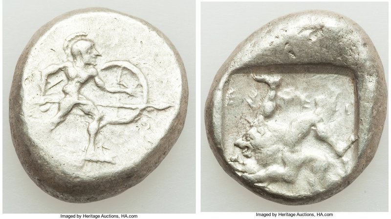 PAMPHYLIA. Aspendus. Ca. mid-5th century BC. AR stater (19mm, 10.88 gm). VF. Hel...