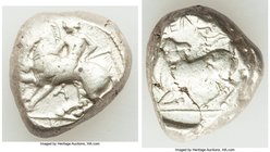 CILICIA. Celenderis. Ca. 425-350 BC. AR stater (17mm, 10.66 gm, 11h). VF. Persic standard, ca. 425-400 BC. Youthful nude male rider, reins in right ha...