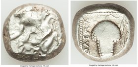 CILICIA. Soloi. Ca. 440-400 BC. AR stater (19mm, 10.91 gm, 5h). Fine. Amazon, nude to waist, on one knee left, wearing pointed cap, bowcase attached t...