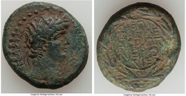 JUDAEA. Herodians. Agrippa II (AD 49-95). AE (23mm, 12h). VF, tooled. Caesarea Paneas/Neronias. NEPΩN KAIΣAP-ΣEBAΣTOY, laureate bust of Nero right / E...