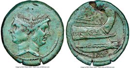Sextus Pompey, as Imperator and Praefect of the Fleet (42-36 BC). AE as (30mm, 12h). NGC Choice VF, lt. smoothing. Uncertain Sicilian mint. Laureate h...