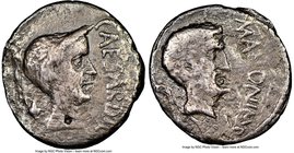 Marc Antony as Imperator (44-43 BC), with Divus Julius Caesar. AR denarius (17mm, 8h). NGC VG, smoothing. Military mint traveling with Antony in Cisal...