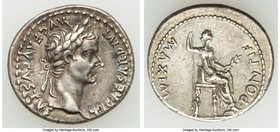 Tiberius (AD 14-37). AR denarius (19mm, 3.75 gm, 1h). XF, scratches. Lugdunum, ca. AD 18-35. TI CAESAR DIVI-AVG F AVGVSTVS, laureate head of Tiberius ...